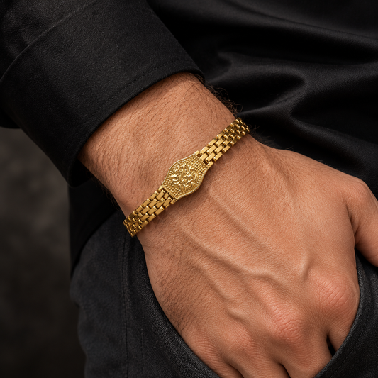 Premium Ganesh Gold Bracelet For Men (8 Inch)
