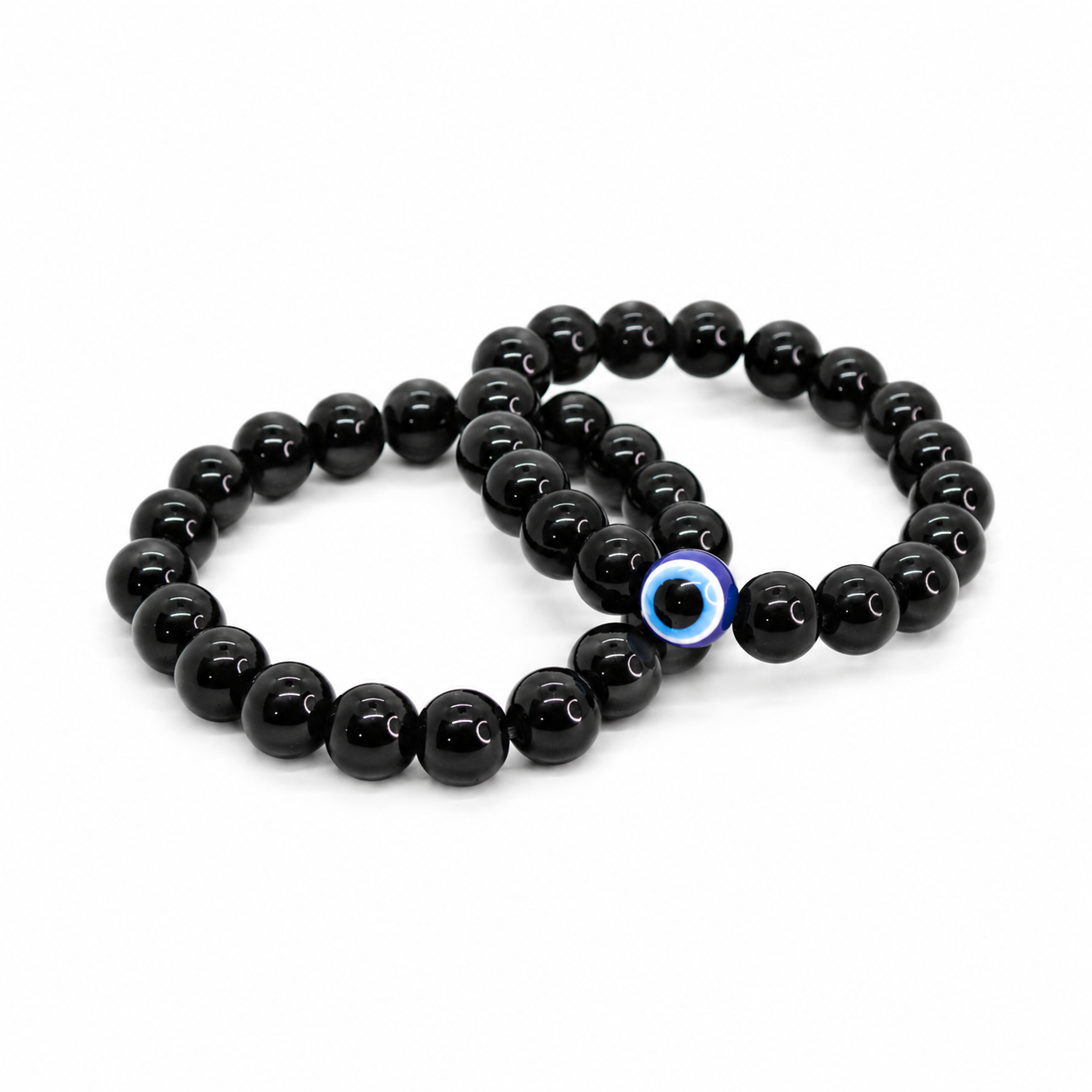 Protective Evil Eye Crystal Black Bracelet 2 Pieces Combo