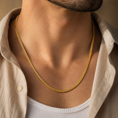 Gold Plated Snake Chain For Men (21.5 Inch)