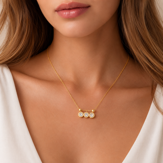 Triple Stone Layering Necklace