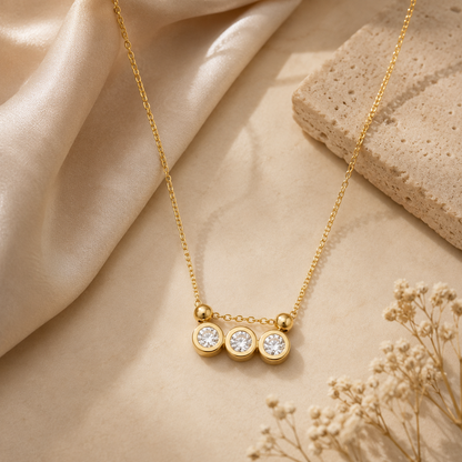 Triple Stone Layering Necklace