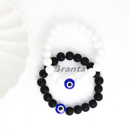 Black & White Evil Eye Protective Stone Bracelets For Women