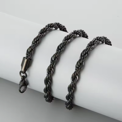 Black Rope Chain Necklace For Men (22 Inch)