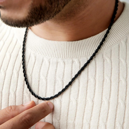 Black Rope Chain Necklace For Men (22 Inch)