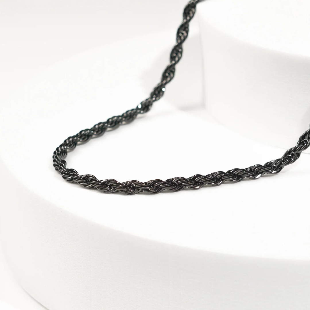 Black Rope Chain Necklace For Men (22 Inch)