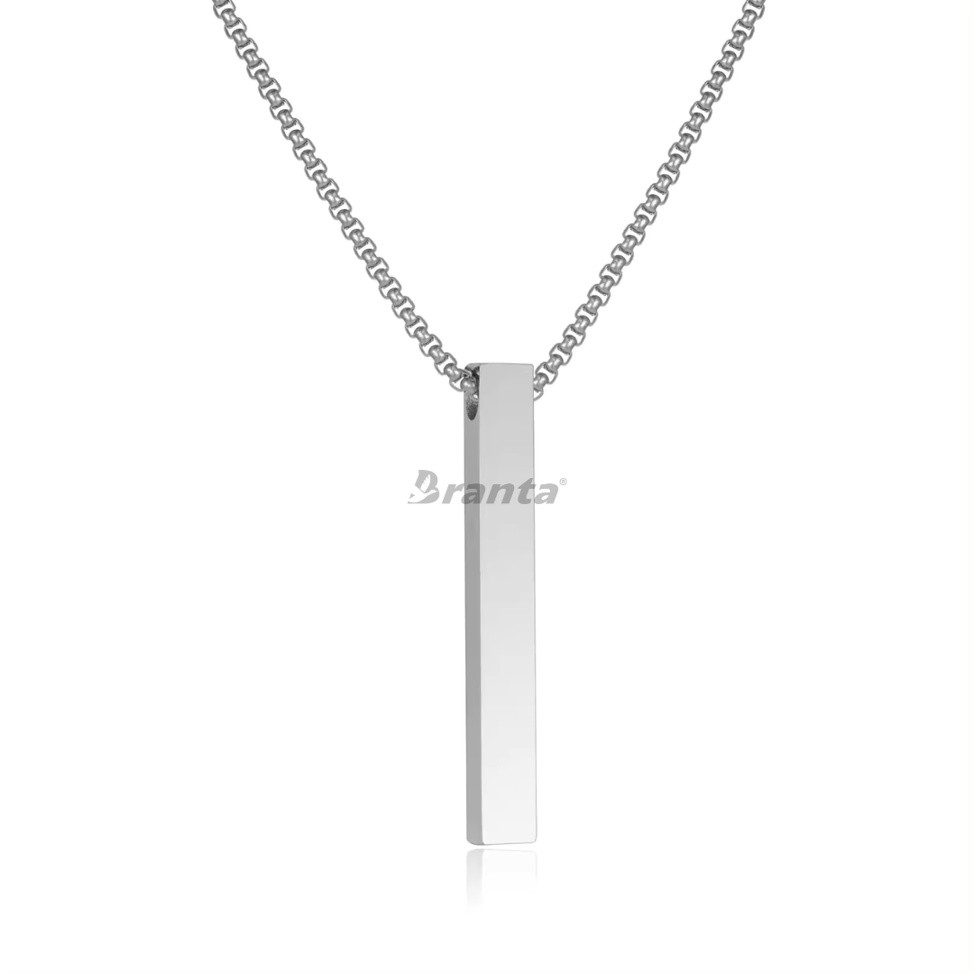 Silver Bar Pendant Chain Necklace For Men