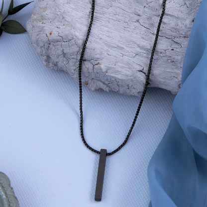 Black Bar Pendant Chain Necklace For Men