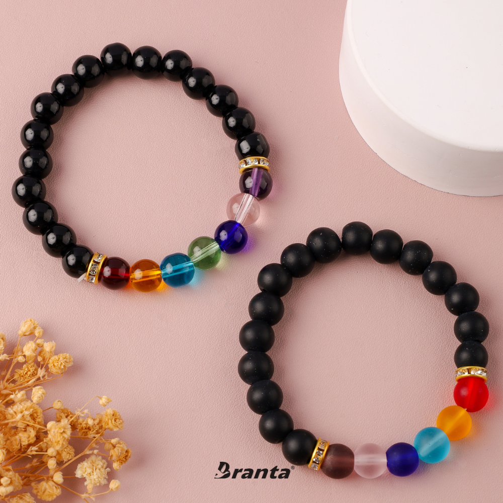 7 Chakra Black Stone Bracelet For Men Combo