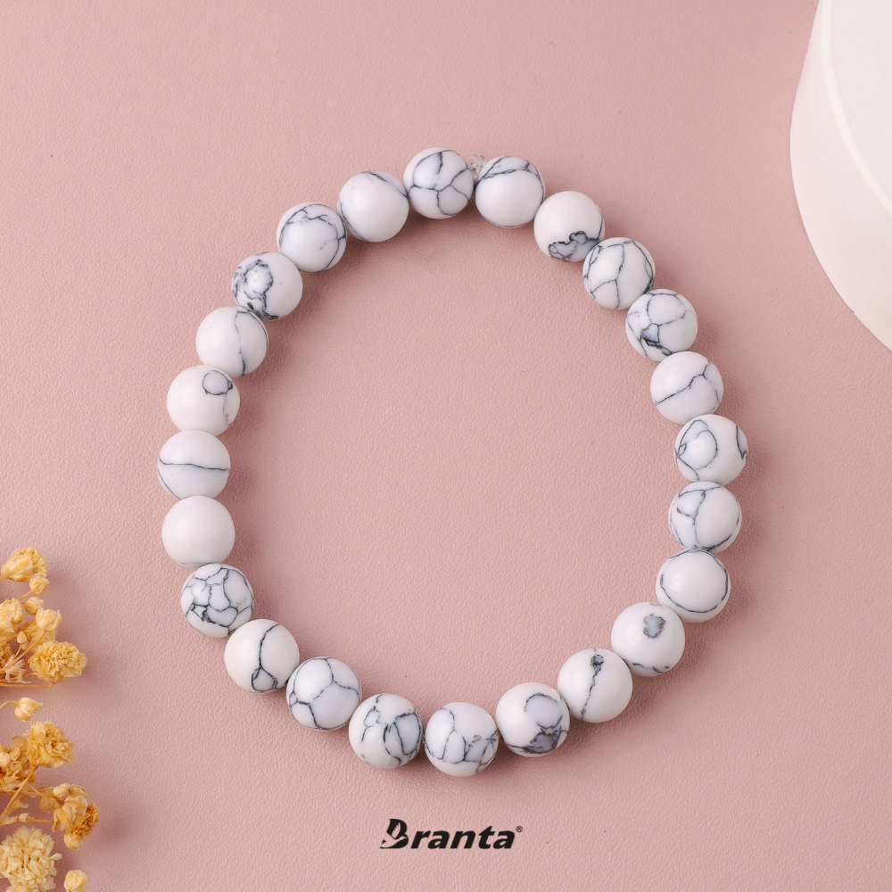 White Howlite Natural Crystals Bracelet For Men