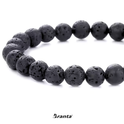 Black Lava Rock Stone Bracelet For Men