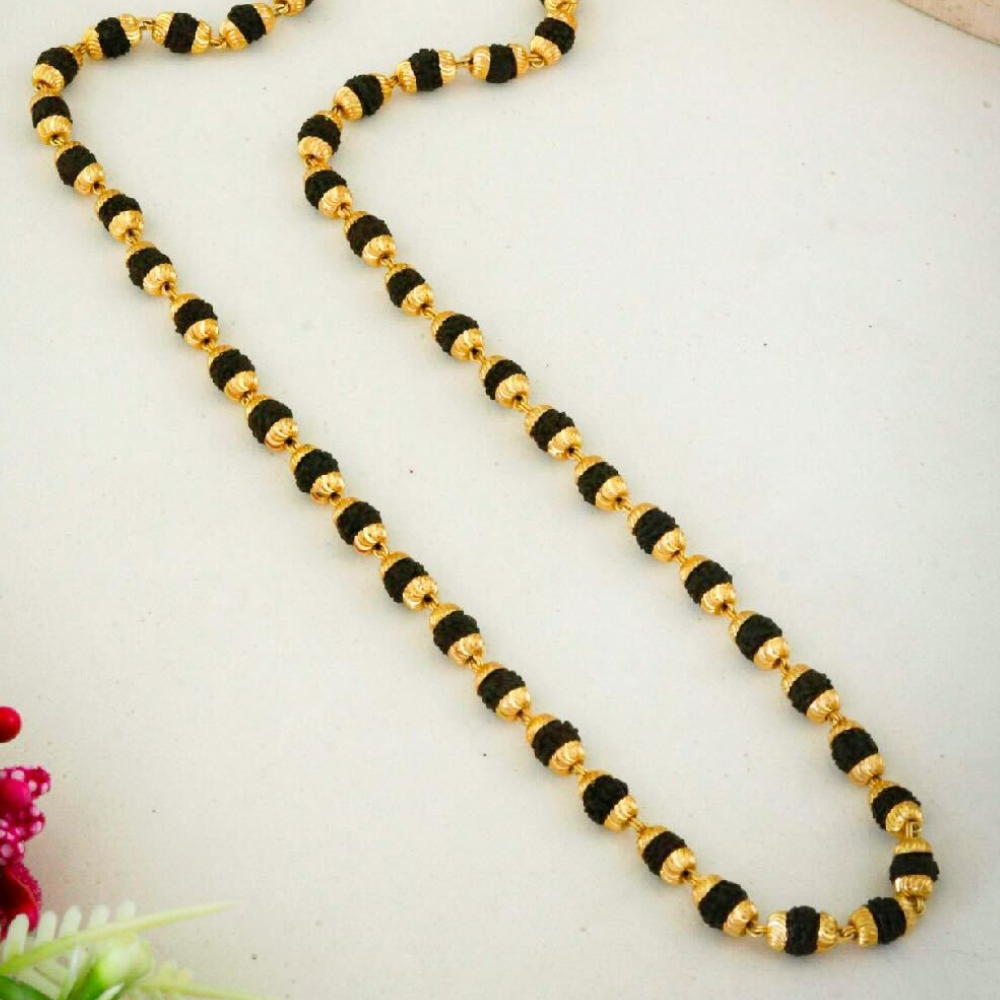 Gold - Plated Rudraksha Mala For Men - 4 MM