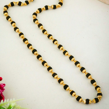 Gold - Plated Rudraksha Mala For Men - 4 MM