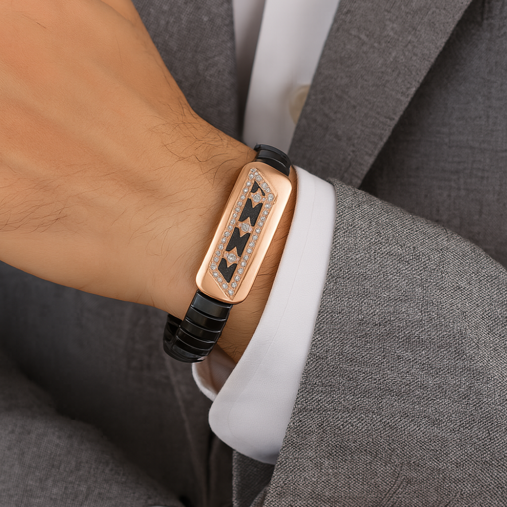 Men's Black Ceramic stainless Steel Arrow Design