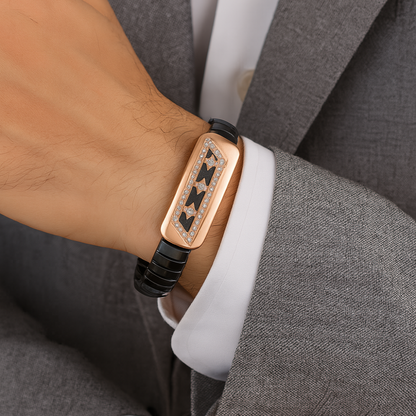 Men's Black Ceramic stainless Steel Arrow Design