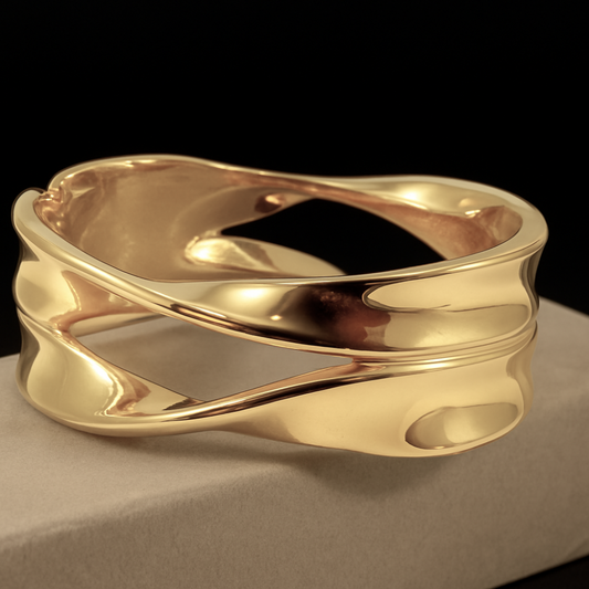 Gold -Plated Cuff Stainless Steel Bracelet For Women