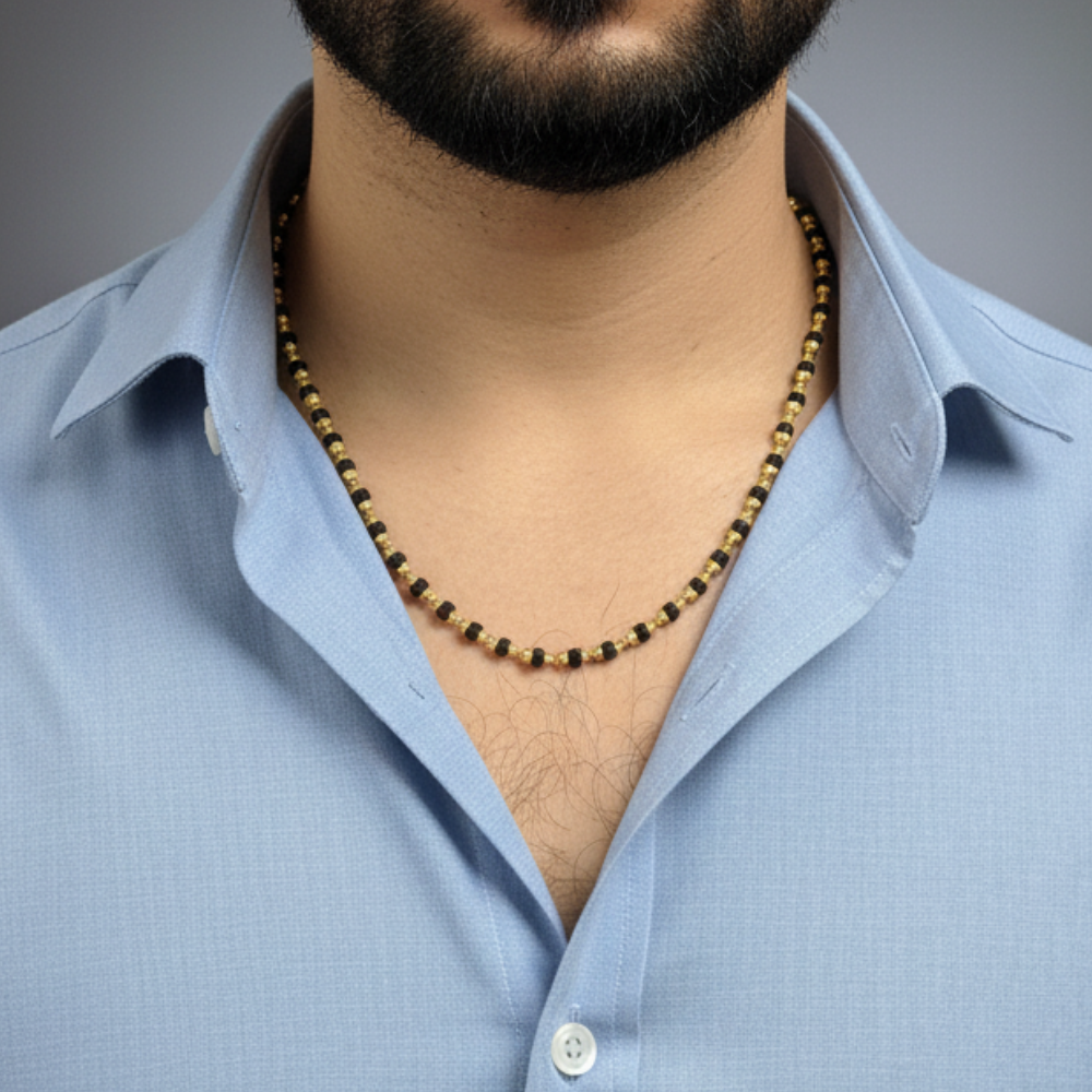 Gold - Plated Rudraksha Mala For Men - 4 MM