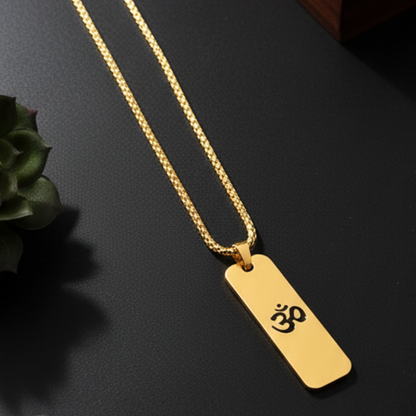 Om Shiny Finish Necklace For Men (24 Inch)