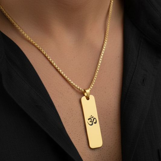 Om Shiny Finish Necklace For Men (24 Inch)