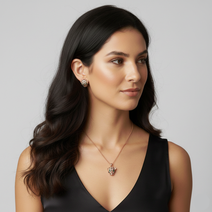 Leopard Face Earring and Necklace Set For Women