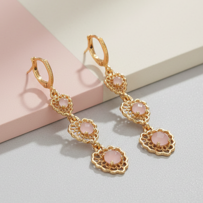 Loving Hearts Light Pink Diamond Earrings For Women