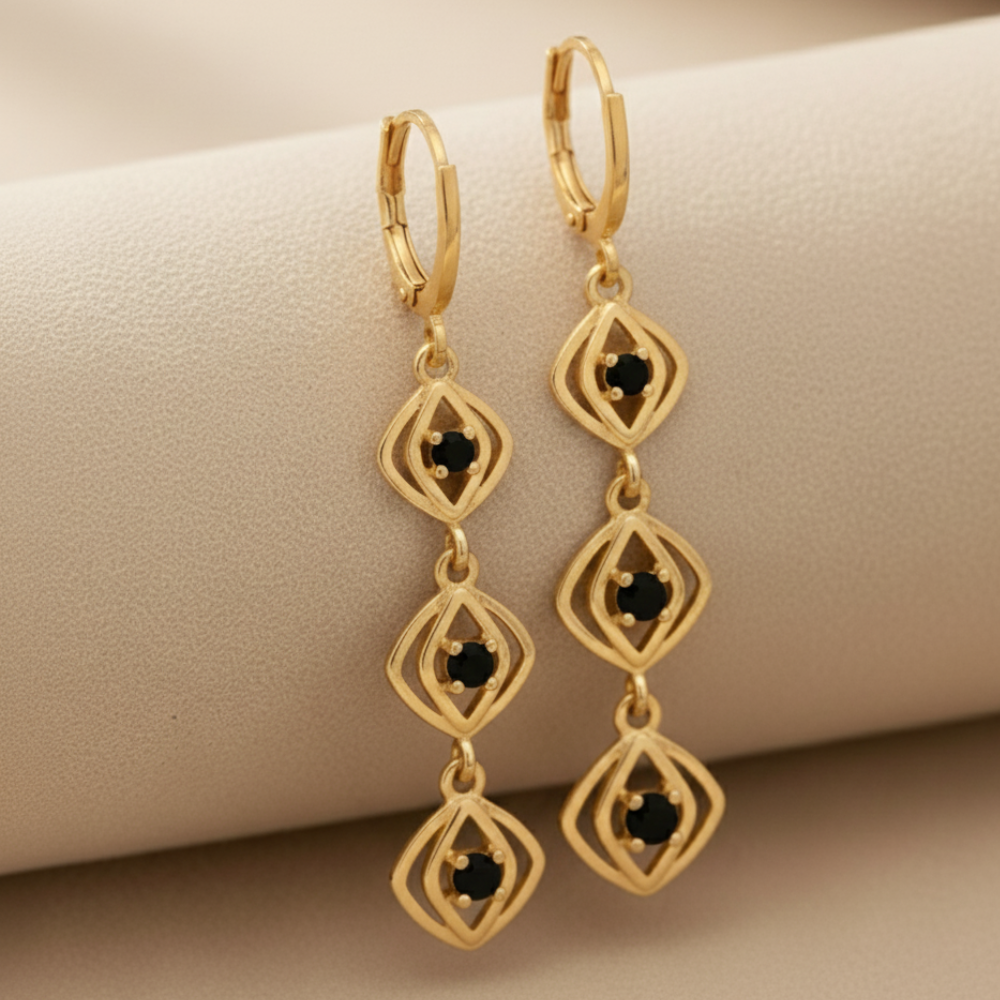 Square Sparkle Black Diamond Earrings For Women