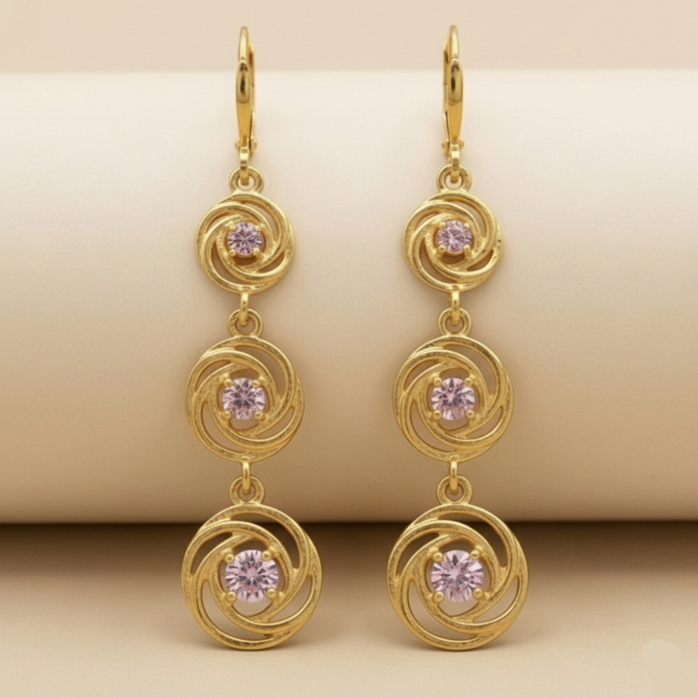 Perfect Circle Light Pink Diamond Earrings For Women