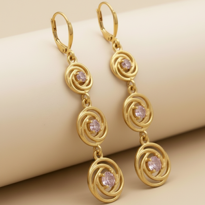 Perfect Circle Light Pink Diamond Earrings For Women