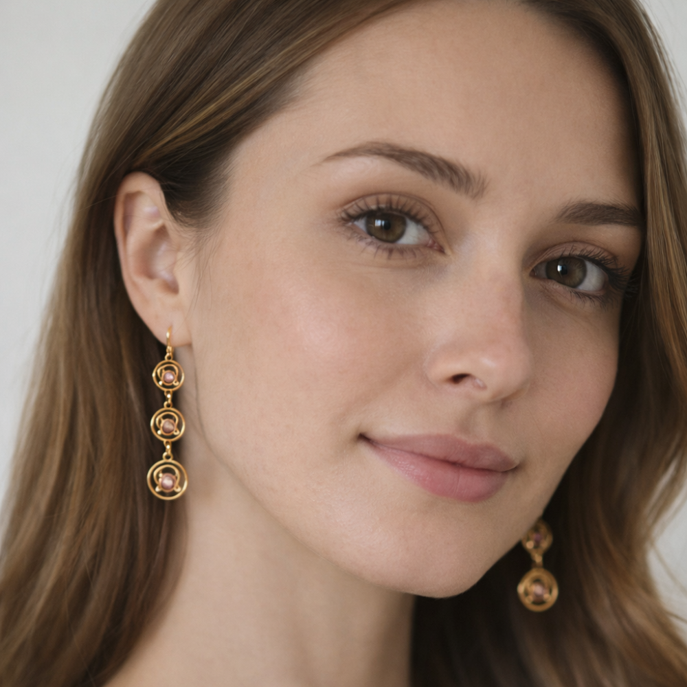 Perfect Circle Light Pink Diamond Earrings For Women