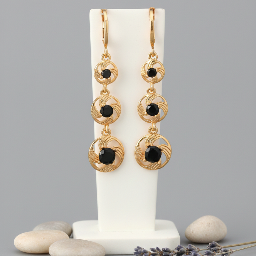 Black Diamond Drop Earrings For Women