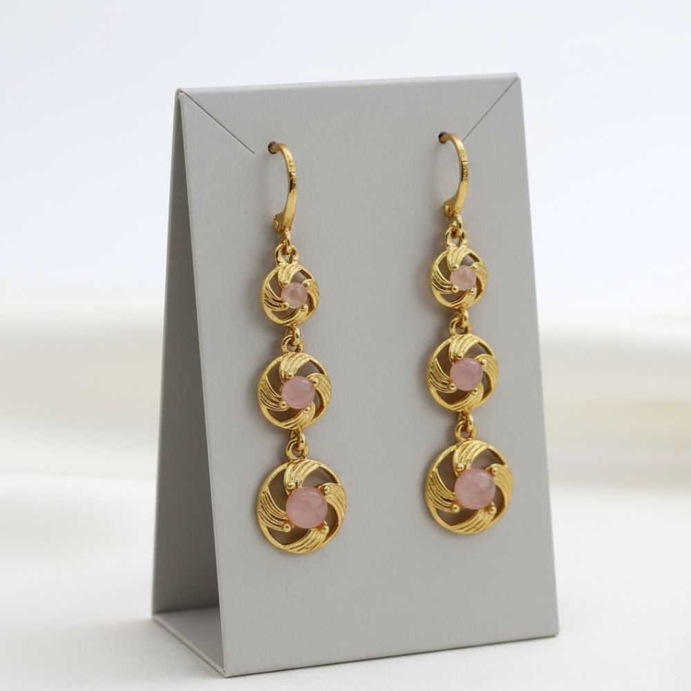 Light Pink Diamond Drop Earrings For Women