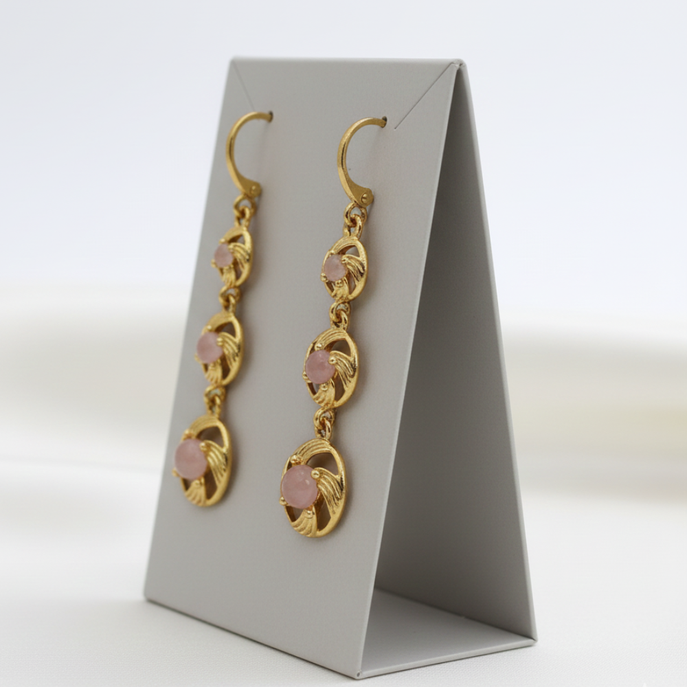 Light Pink Diamond Drop Earrings For Women