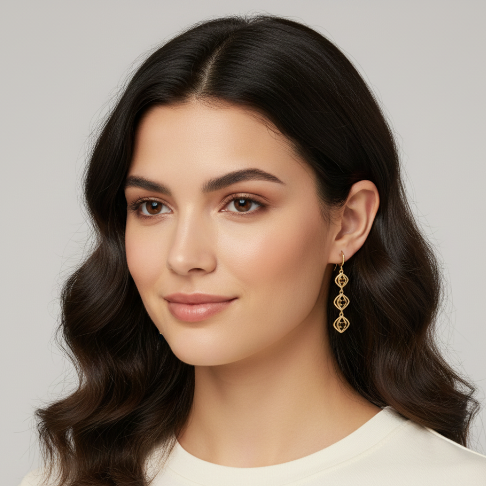 Square Sparkle Black Diamond Earrings For Women