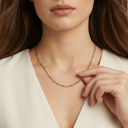 Shiny Gold Curb Chain Necklace For Women