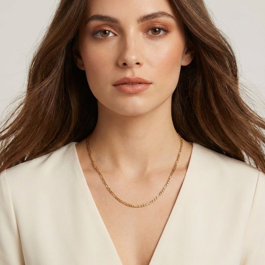 Shiny Gold Curb Chain Necklace For Women