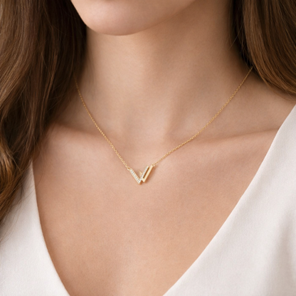 Letter W Party Diamond Pendant Necklace