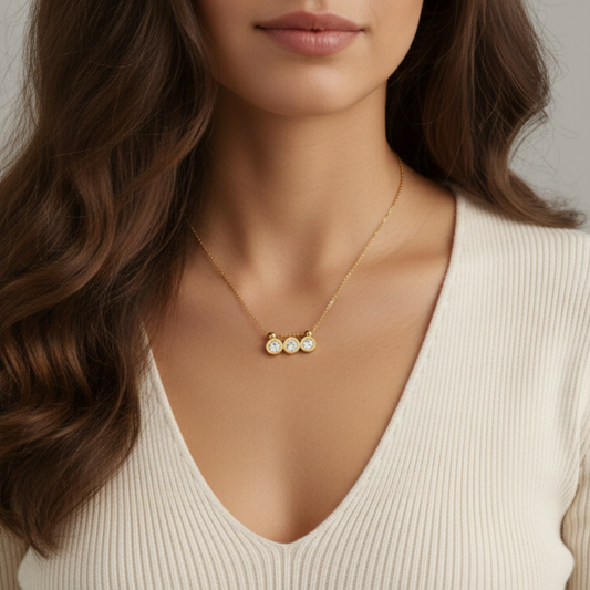 Triple Stone Layering Necklace