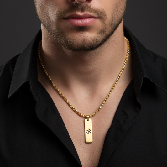 Om Matte Finish Necklace For Men (24 Inch)