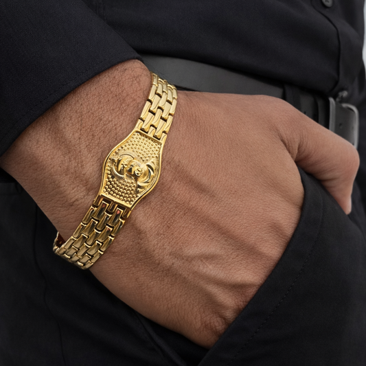 Premium Hanuman Gold Bracelet For Men (8 Inch)
