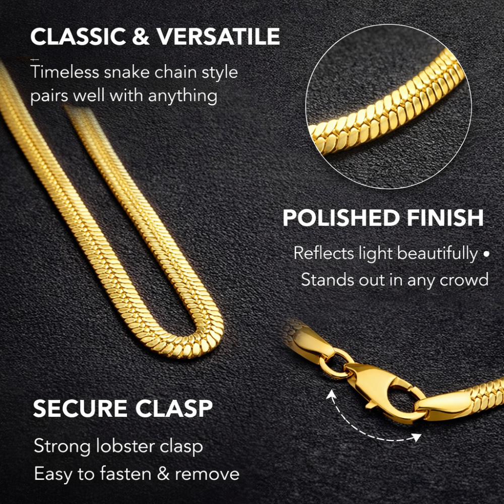 Gold Plated Snake Chain For Men (21.5 Inch)
