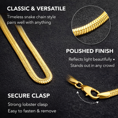 Gold Plated Snake Chain For Men (21.5 Inch)