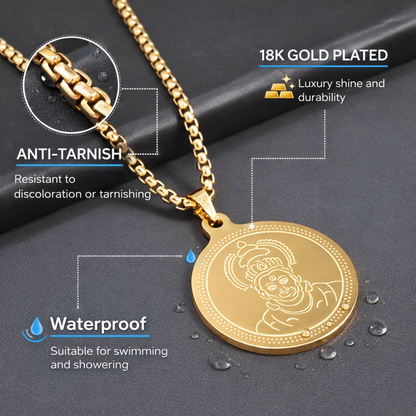 Hanuman Gold Plated Pendant Chain For Men (24 Inch)