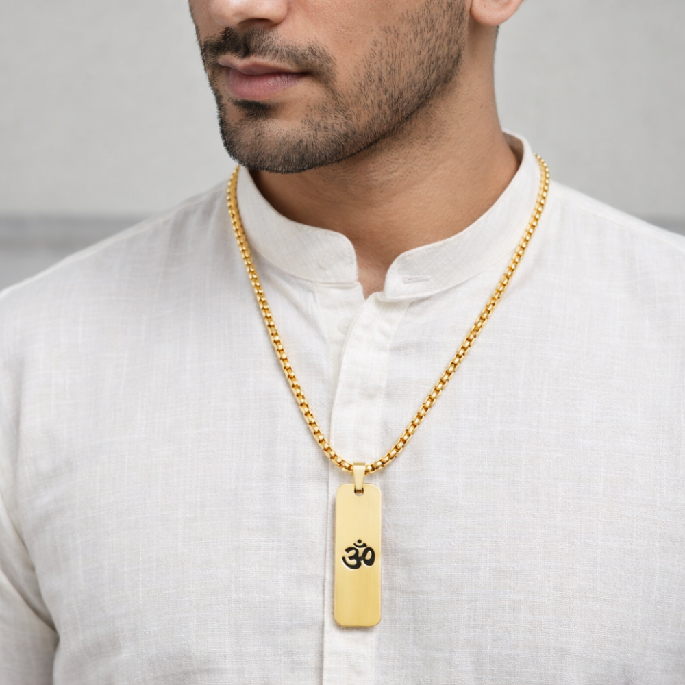 Om Matte Finish Necklace For Men (24 Inch)