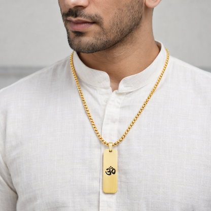 Om Matte Finish Necklace For Men (24 Inch)