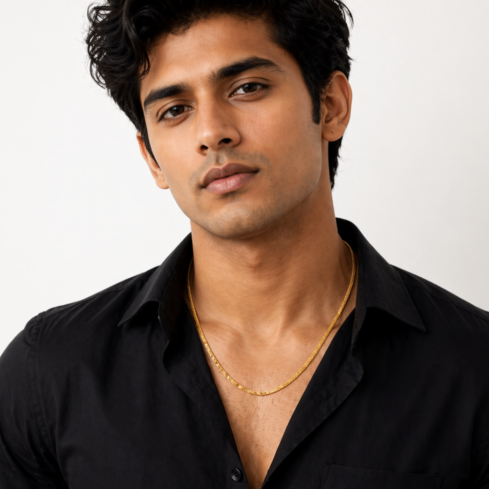 Flexi Flat Gold Chain For Men (21 Inch)