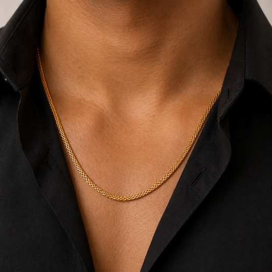 Flexi Flat Gold Chain For Men (21 Inch)