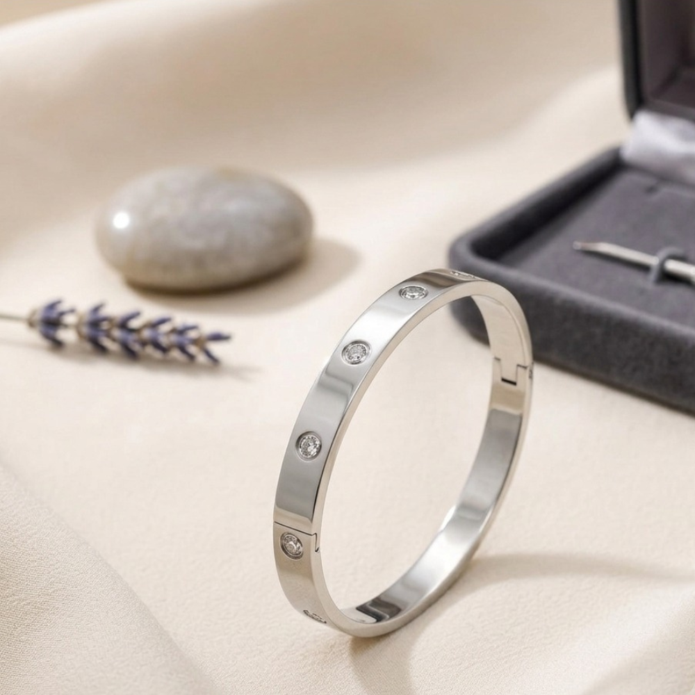 Classic Love Diamond Silver Bracelet For Men