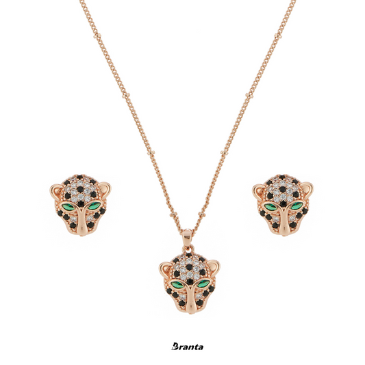 Leopard Face Earring and Necklace Set For Women