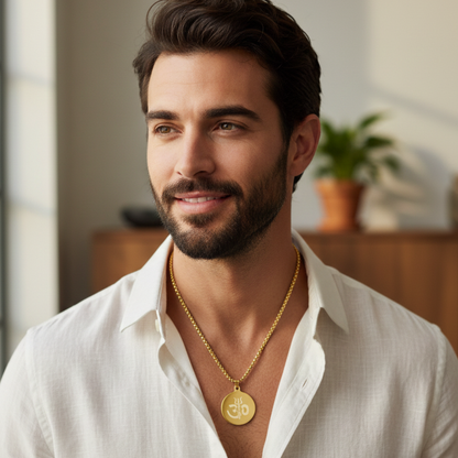 Om Trishul Pendant Gold Stainless Steel Necklace Chain For Men (24 Inch)