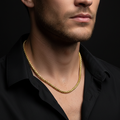 Gold Filled Box Chain Necklace For Men (21 Inch)