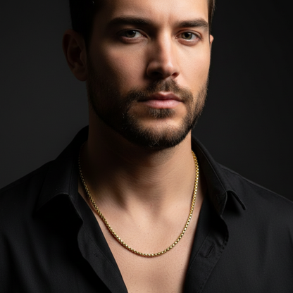 Gold Filled Box Chain Necklace For Men (21 Inch)